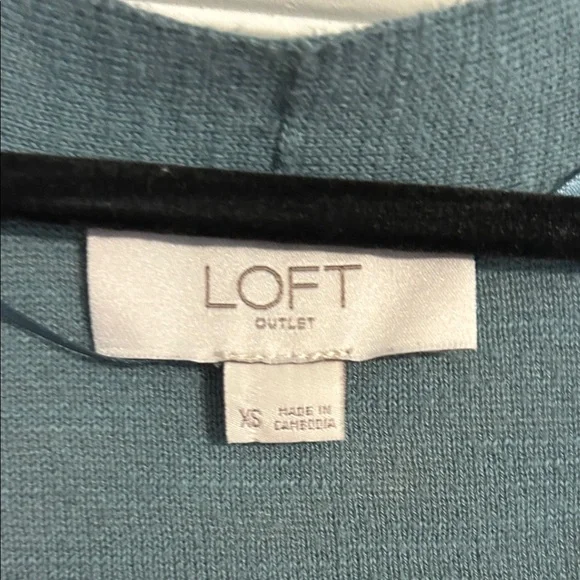 ANN TAYLOR LOFT X-Small Teal Open Cardigan Sweater Duster Cotton Layering Office - Picture 2 of 6